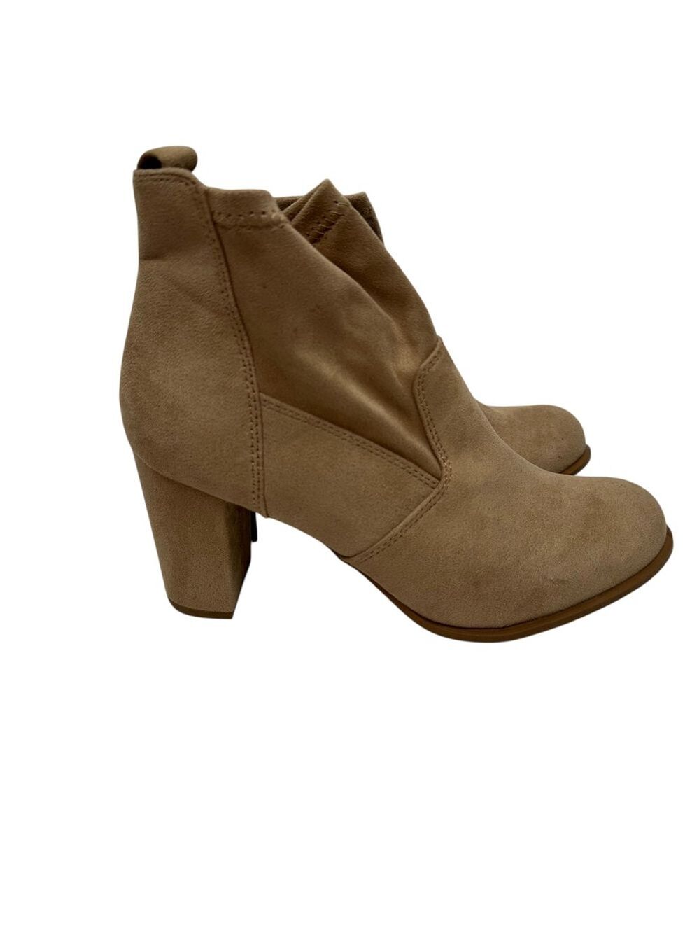 Jellypop Women’s Tan Suede Block Heel Ankle Boots Size 9